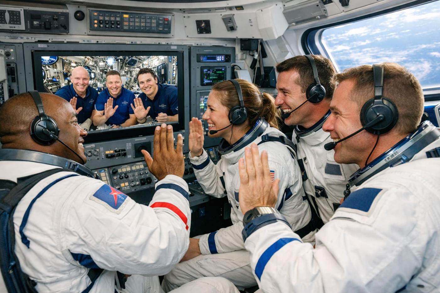 Artemis II astronauts make long-distance call to the space station as they head home from the moon