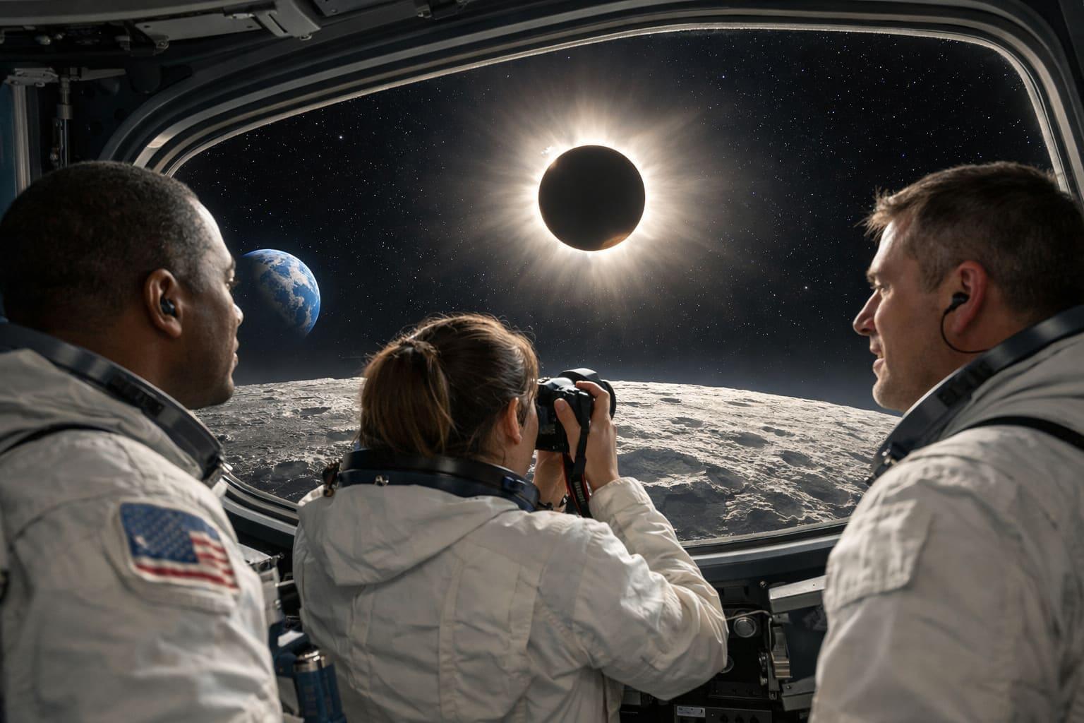 Astronauts Experience Awe-Inspiring Solar Eclipse from Lunar Orbit