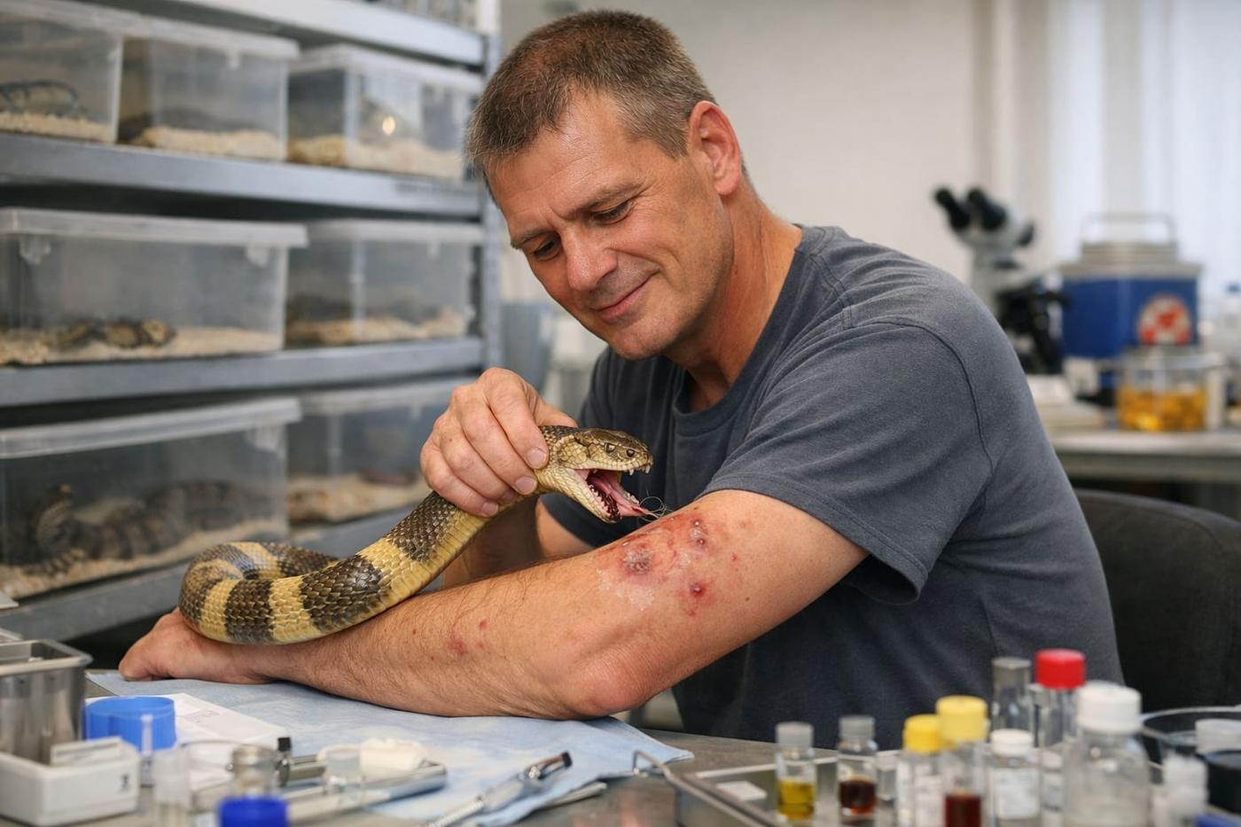 Bitten by snakes 200 times – on purpose: US man’s quest to help deliver new antivenom