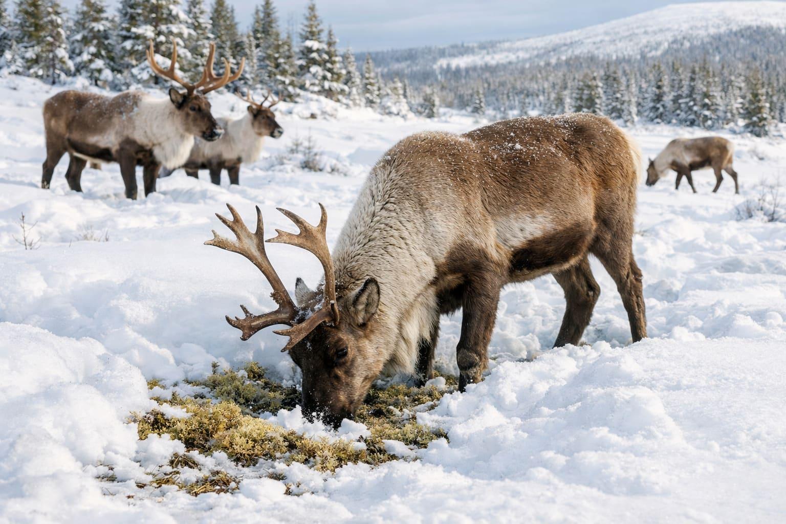 Buried bounty: Caribou survival depends on lichen and snow