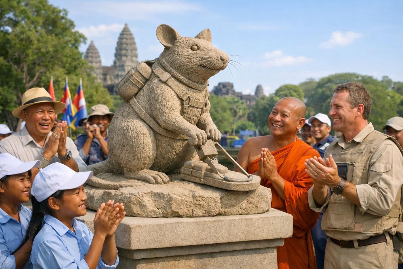 Cambodia unveils statue to honour famous landmine-sniffing rat