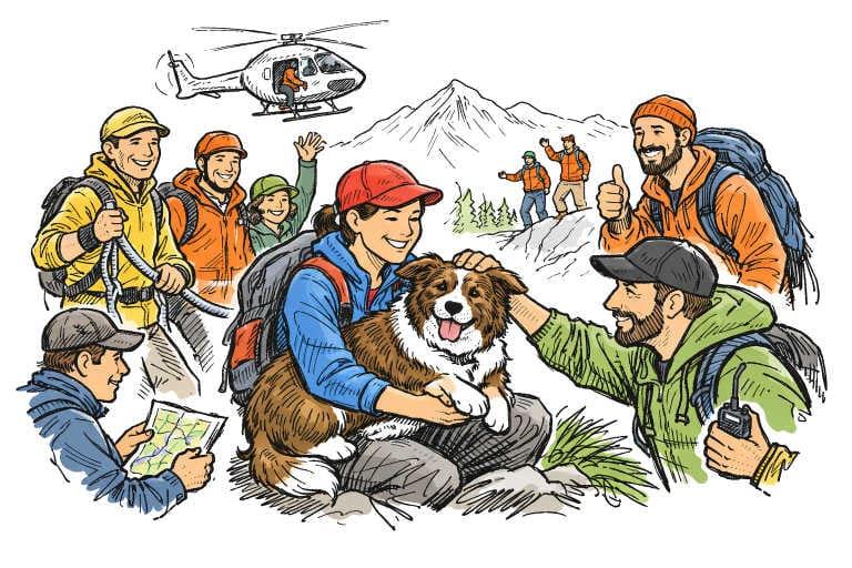 Volunteers in Helicopter Rescue Hiker’s Dog After a Week in the Wilderness
