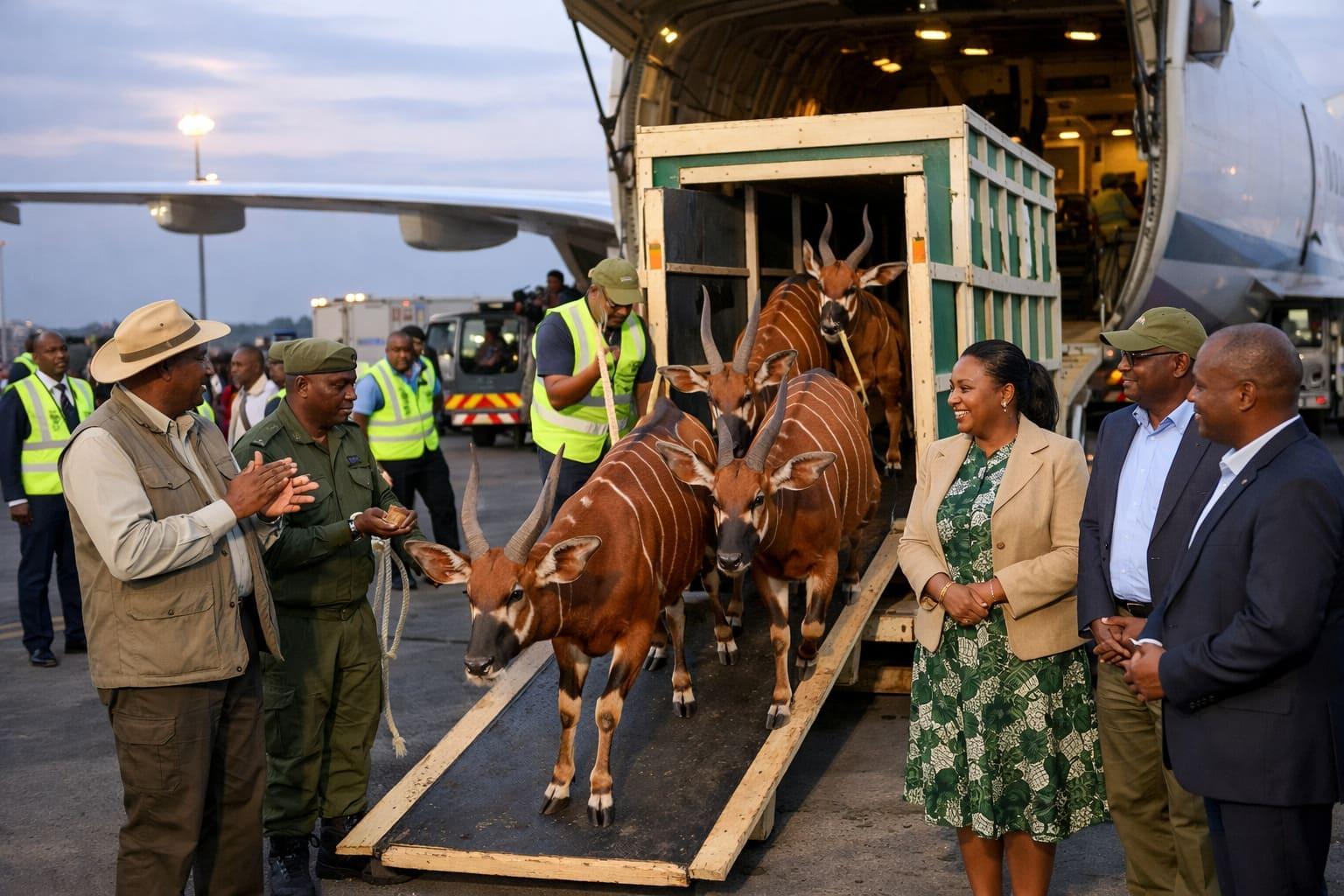Endangered antelopes flown to Kenya from Czech zoo in 'historic homecoming'