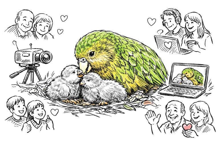 Live Stream of Kākāpō and Her Chicks Captivates Audiences in New Zealand