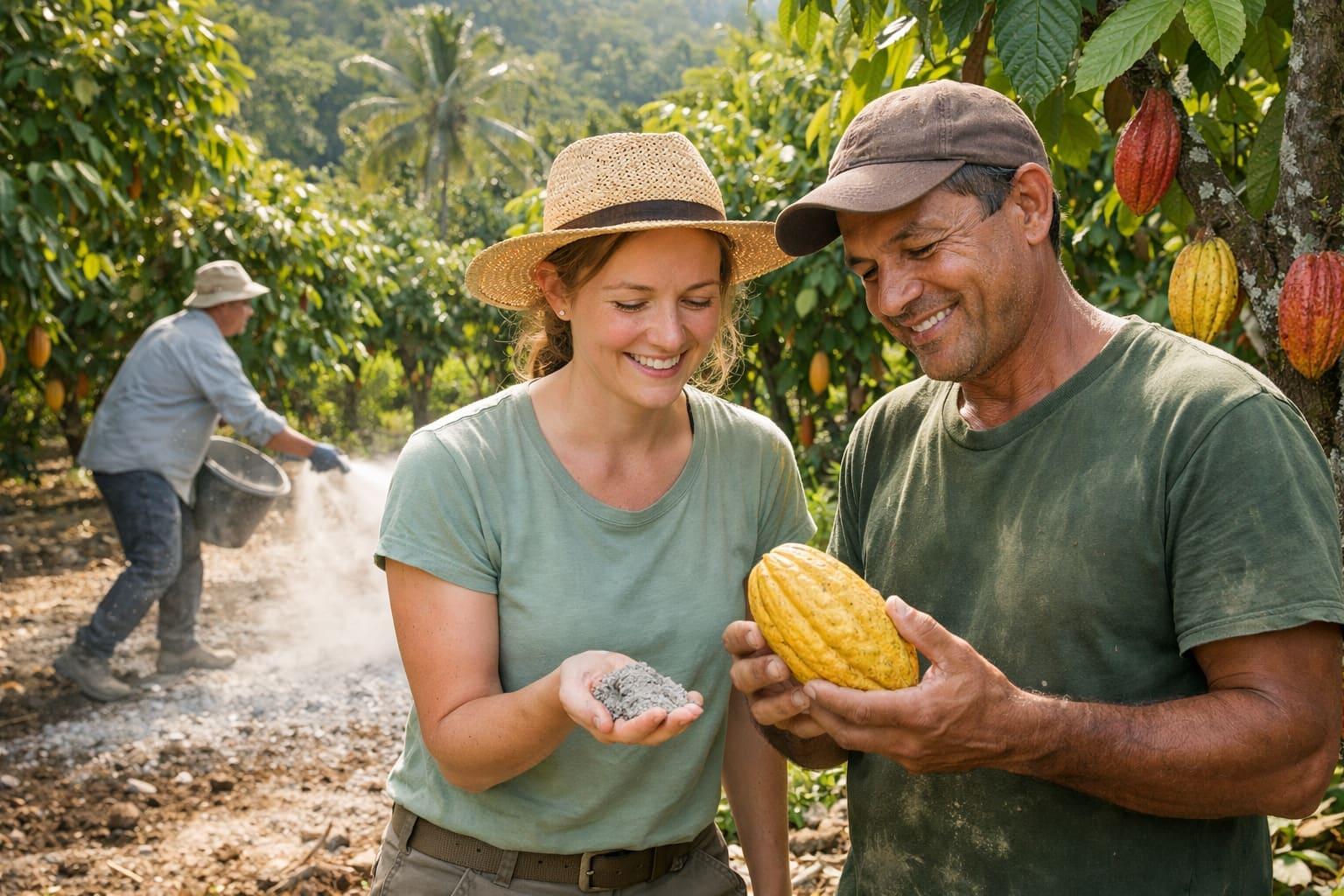 Rock Dust Enhances Soil Nutrition, Supporting Cacao Farmers and Rainforest Restoration