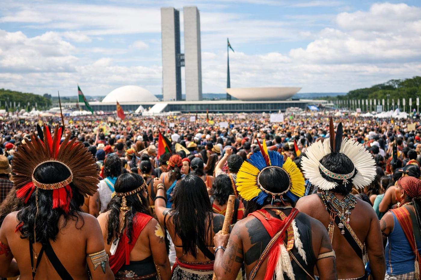 Thousands of Indigenous people march in Brasilia for land rights